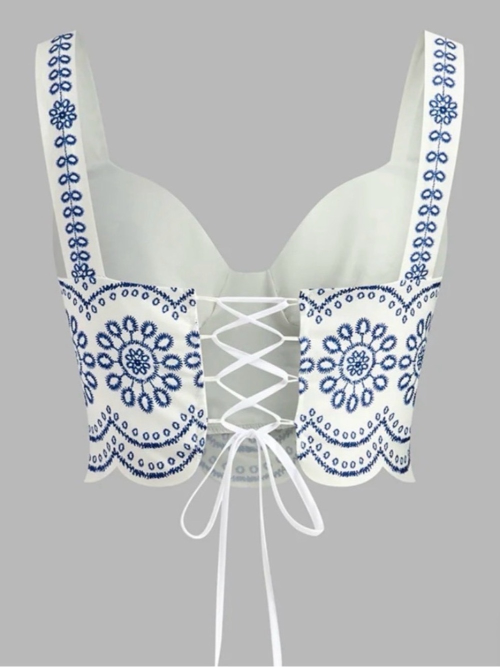 Commense Set : White Bustier Crop Top & Matching Skirt - Picture 3 of 7